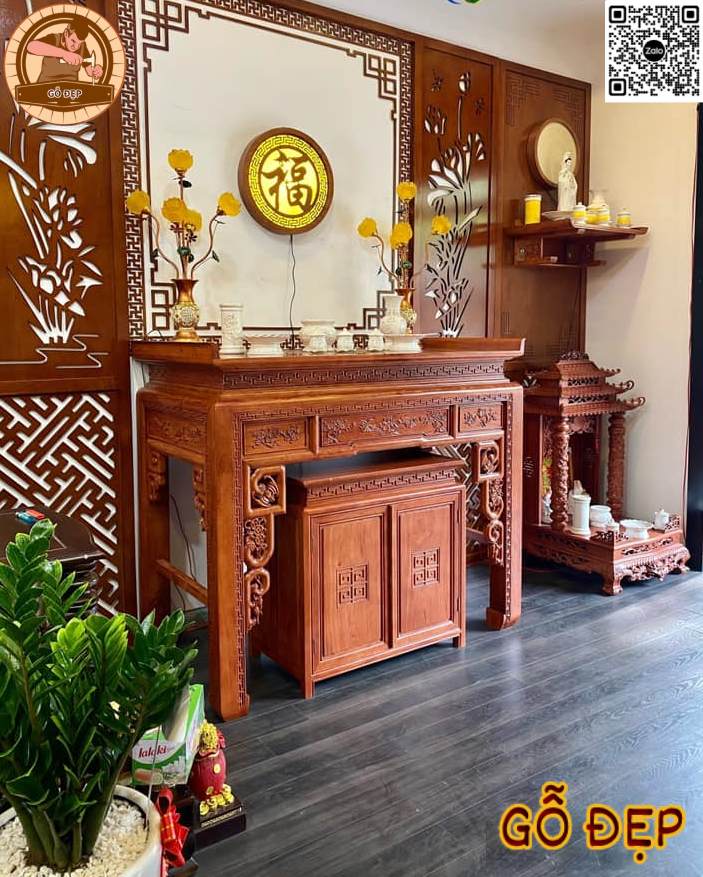 Mẫu bàn thờ gia tiên thần tài bt 03