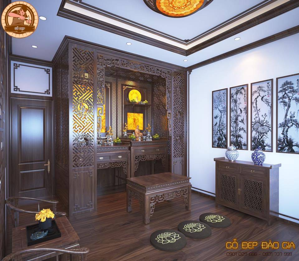 Mẫu Phòng Thờ Phật Và Gia Tiên Đại BT 3335