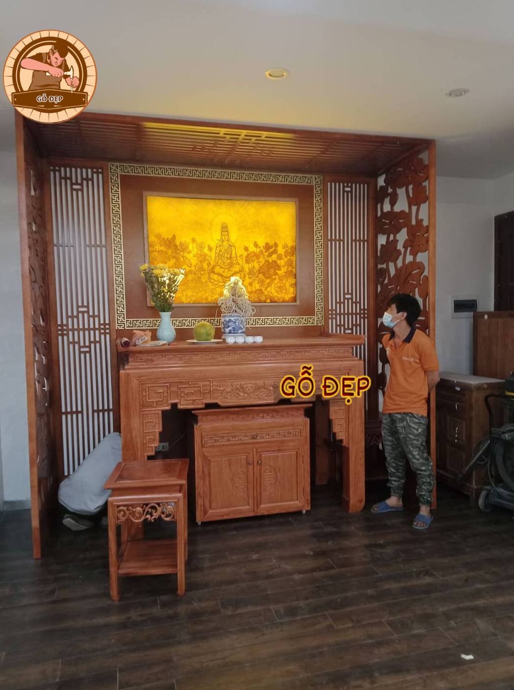 Bàn Thờ Gỗ Hương BT 08 - đẹp, sang trọng