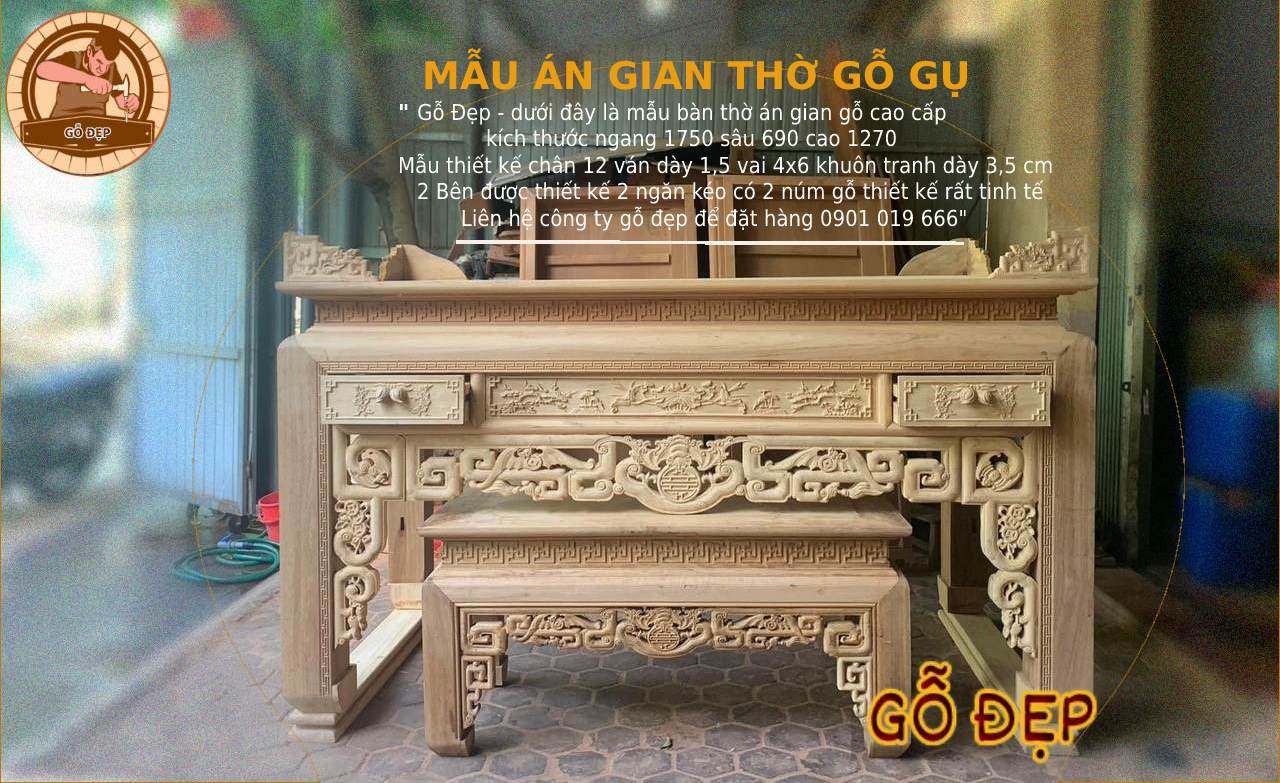 Mẫu bàn thờ gỗ gụ BT 3799