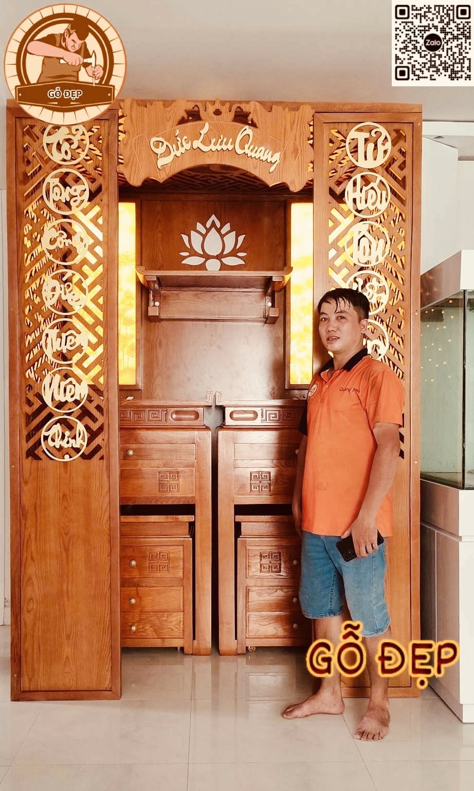 Bàn thờ tủ thờ, phật gia tiên chất liệu gỗ đẹp