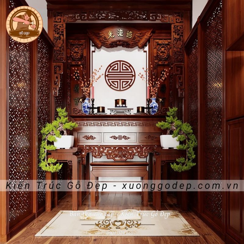 Phòng thờ được thiết kế phù hợp với không gian sống