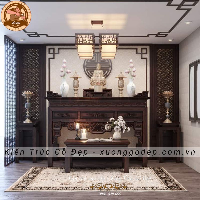 Phòng thờ được bố trí ánh sáng hợp lí