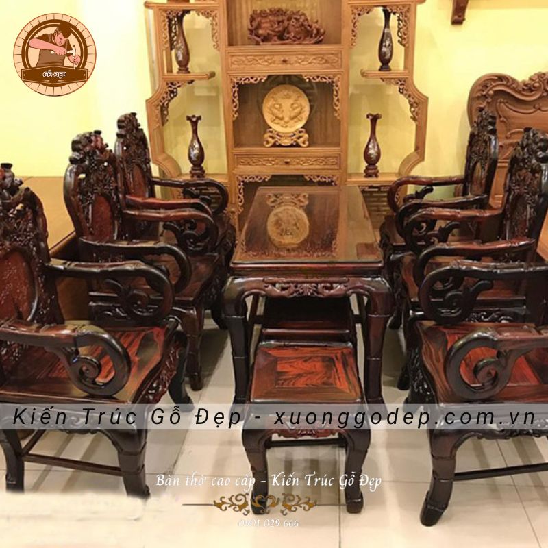 Bàn ghế gỗ trắc cao cấp tôn lên vẻ đẹp của không gian sống