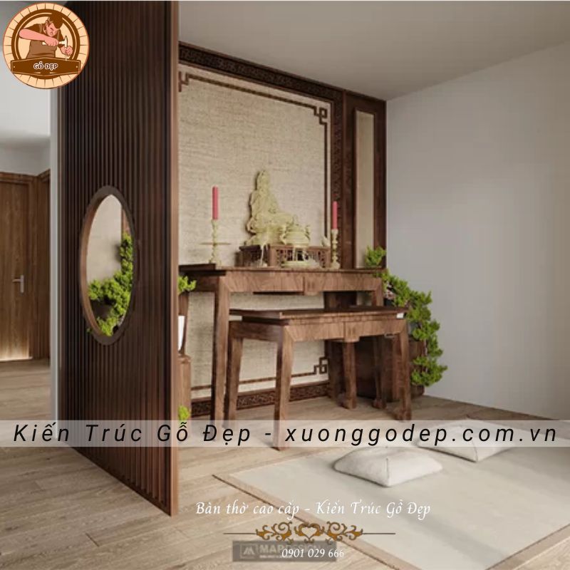 Lưu ý khi thiết kế phòng thờ kích thước bàn thờ cần chuẩn Lỗ ban