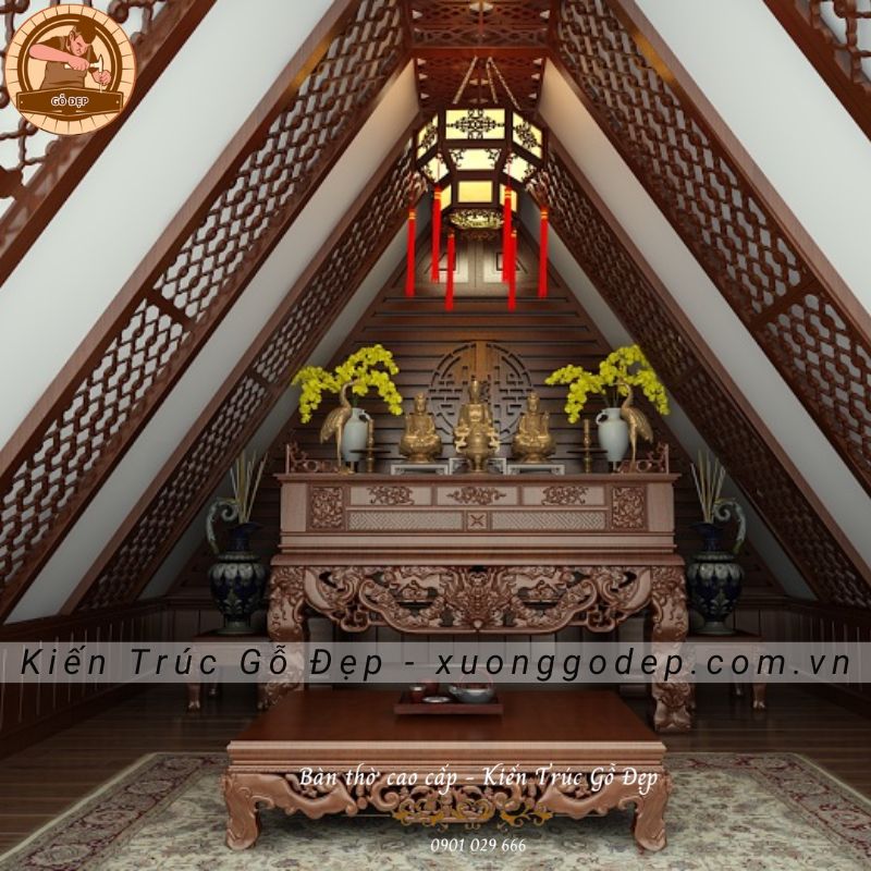 Thiết kế phòng thờ trên sân thượng theo dạng cổ điển