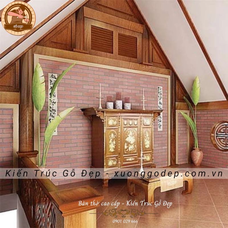 Thiết kế phòng thờ trên sân thượng hiện đại