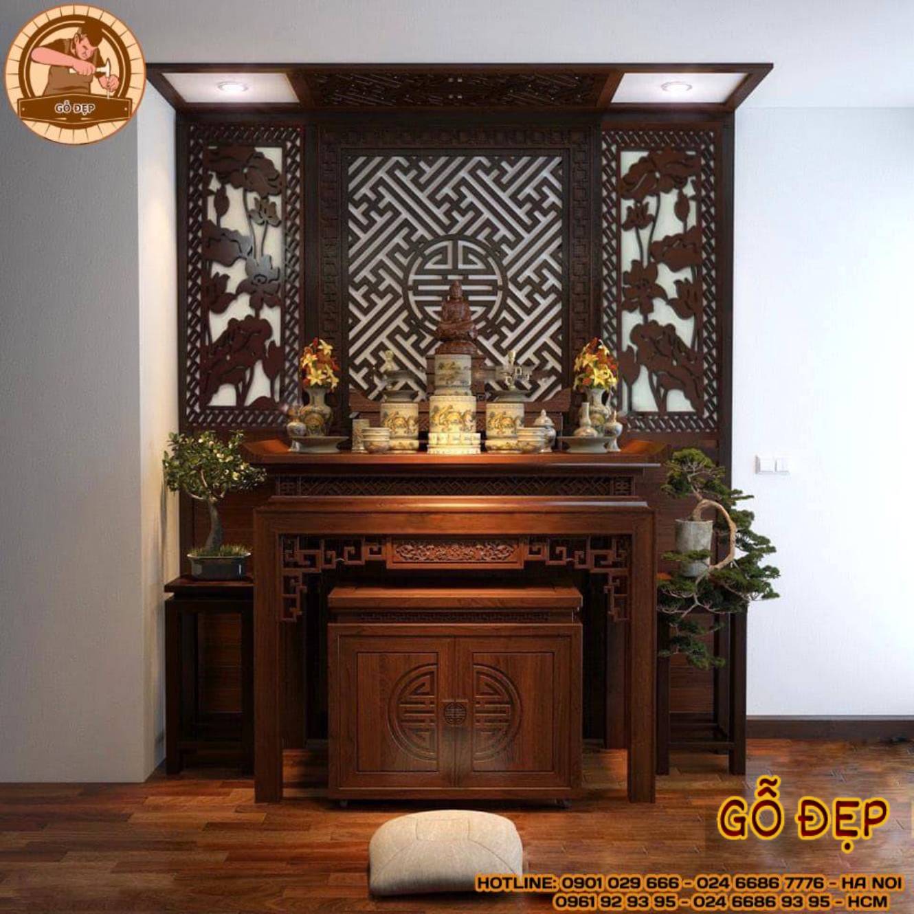 Mẫu bàn thờ BT 19 - Màu gỗ đẹp