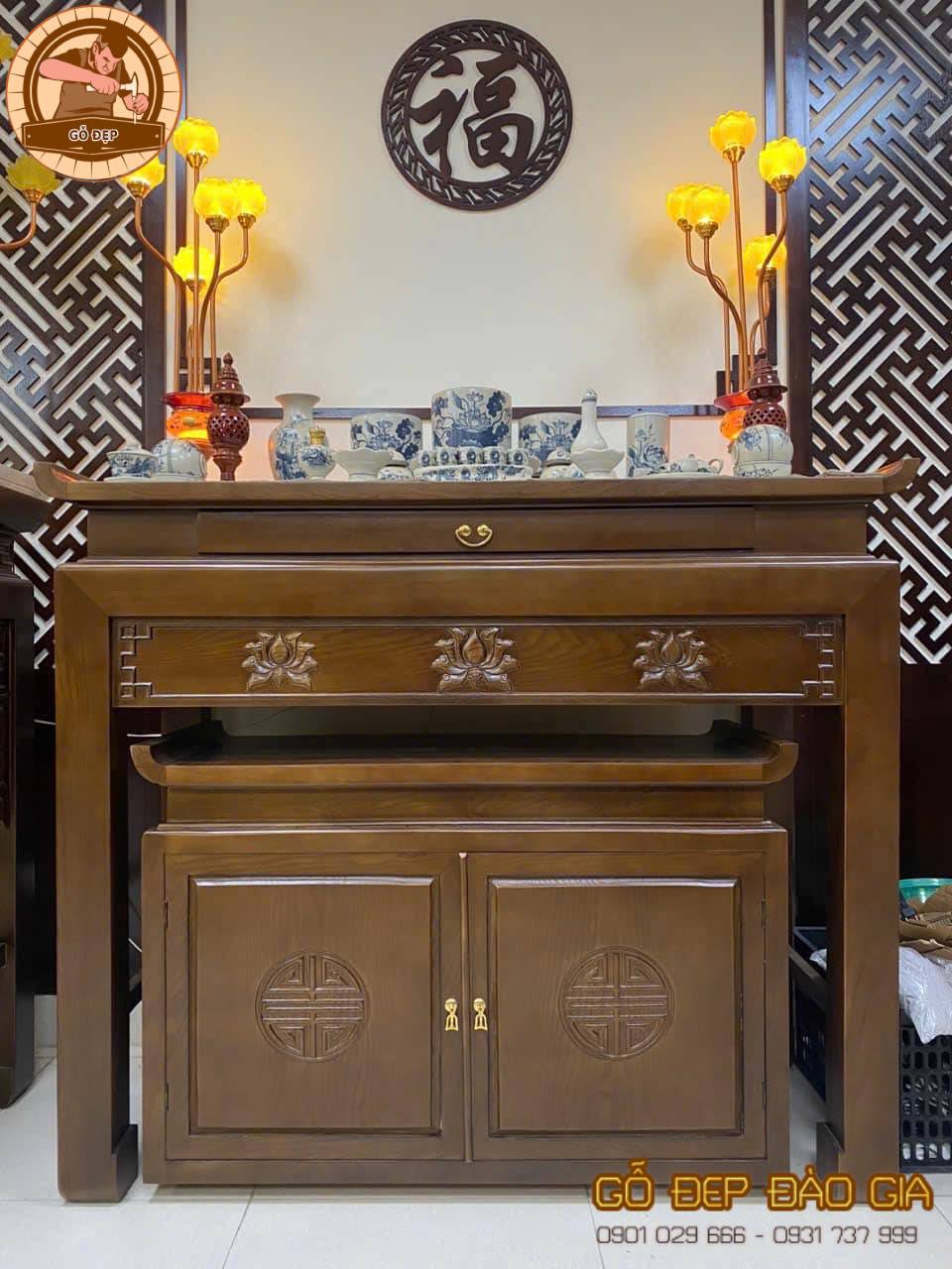 Bàn Thờ Tủ Thờ Phật Mẫu Hoa Sen BT 25