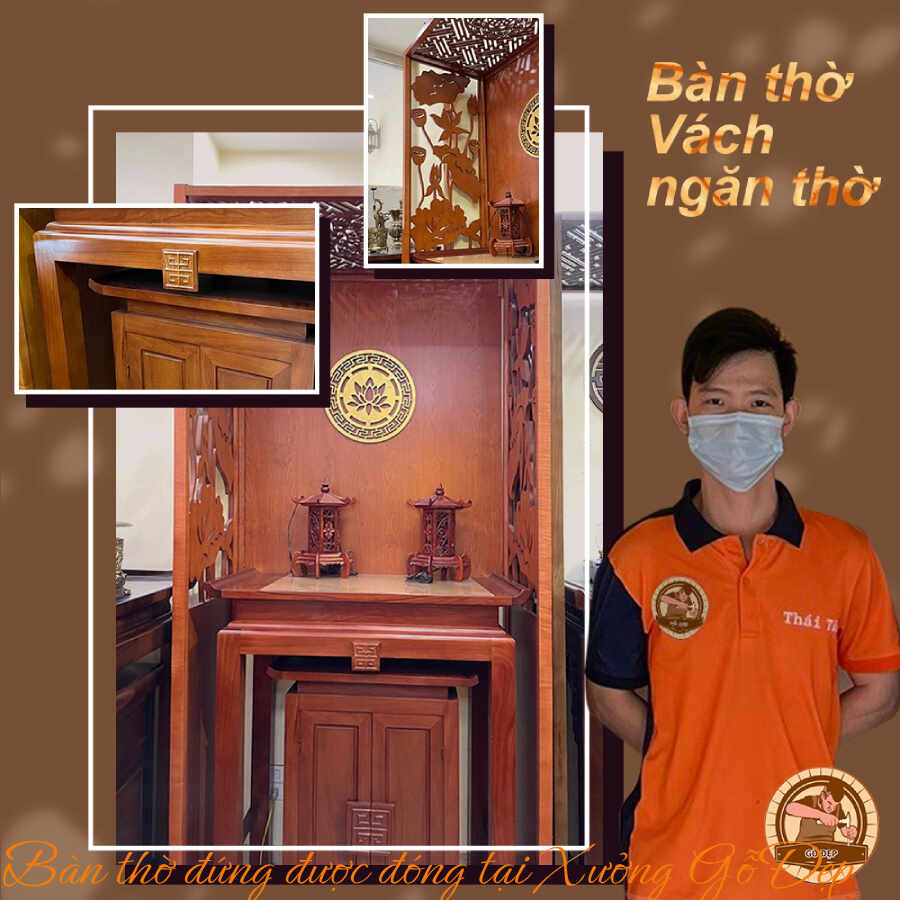 Bàn thờ đứng được đóng tại Xưởng Gỗ Đẹp
