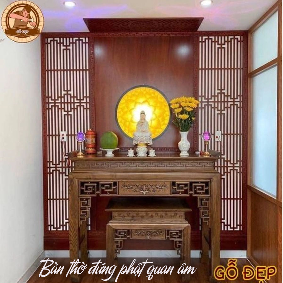 Bàn thờ Phật đơn giản được làm từ gỗ Gụ cao cấp 