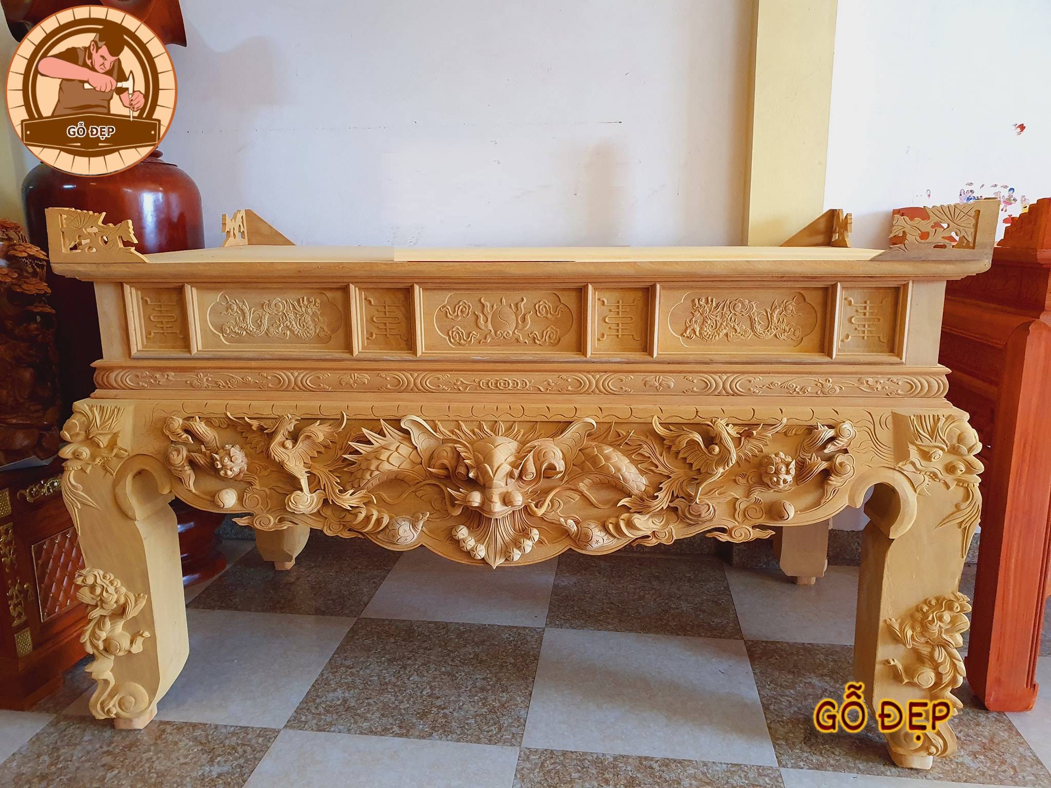 Sập Thờ Gỗ Mít ST 62 - Nét Đẹp Hiện Đại