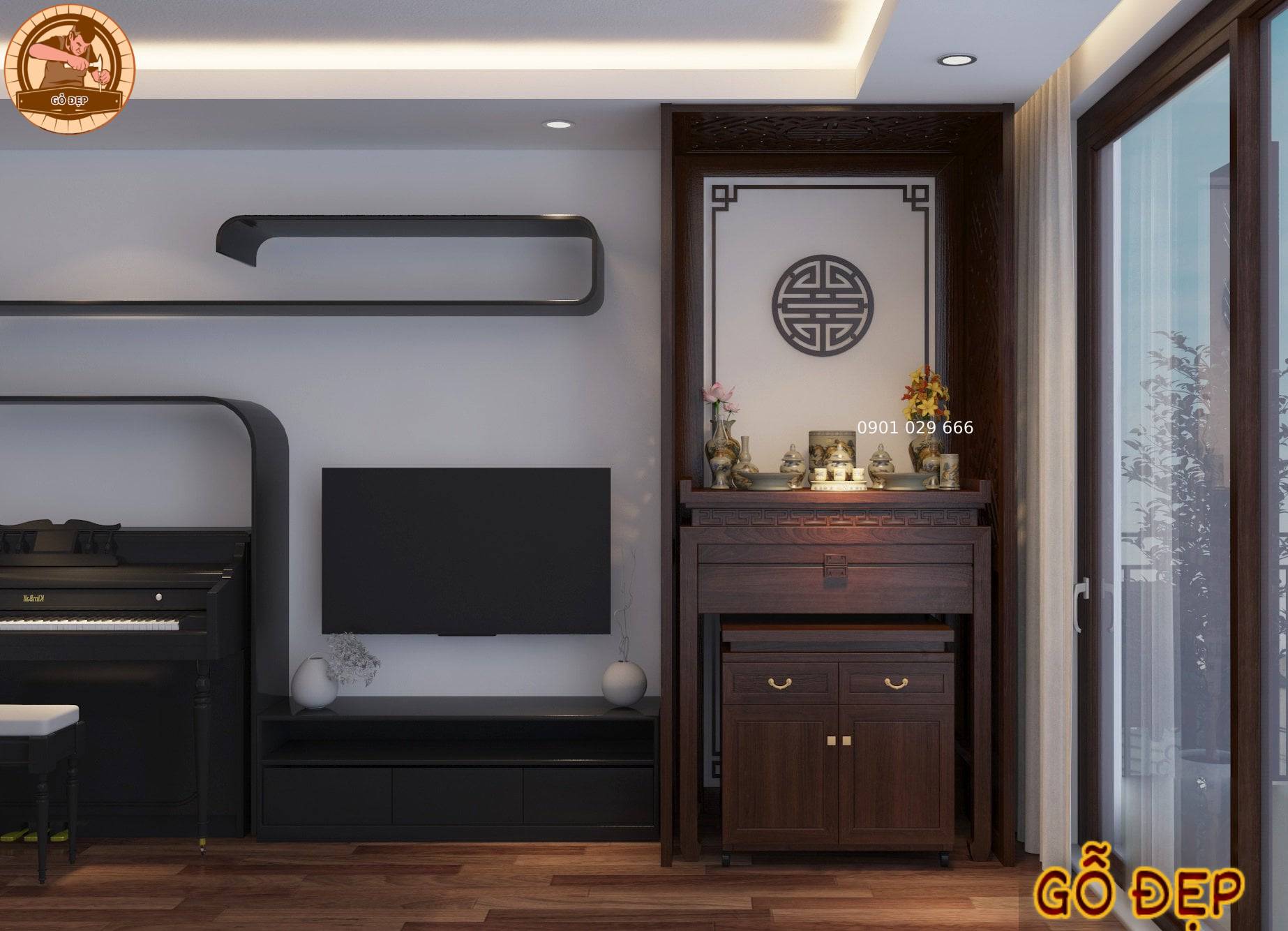 Mẫu bàn Thờ Đứng BT 3435 - đơn giản, bền đẹp