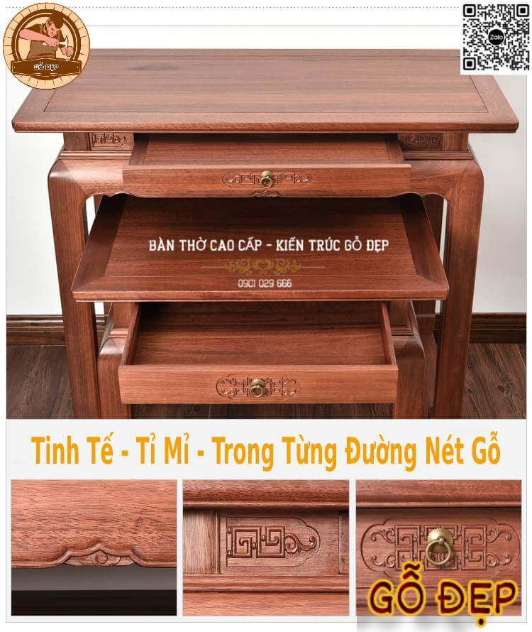 Bàn thờ gỗ cao cấp gỗ tốt BT 98887