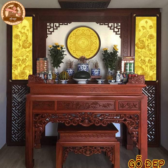 Bàn thờ BT 59 - kết hợp với tranh trúc chỉ