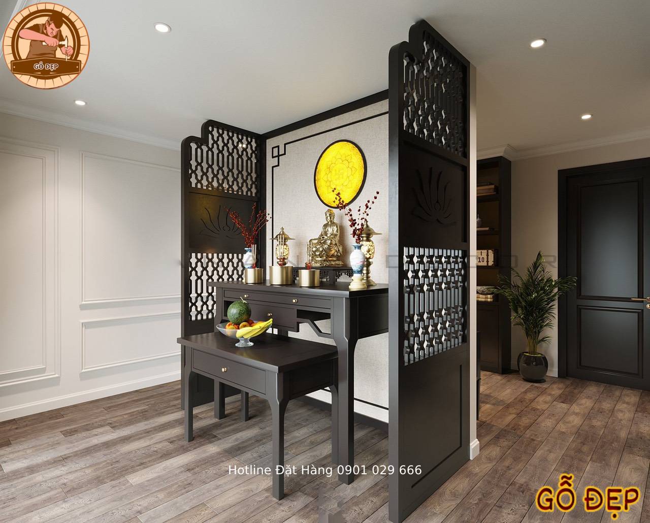 Bàn Thờ Chất Liệu Gỗ Gụ BT 69 - giúp cho không gian thờ cúng thêm linh thiêng