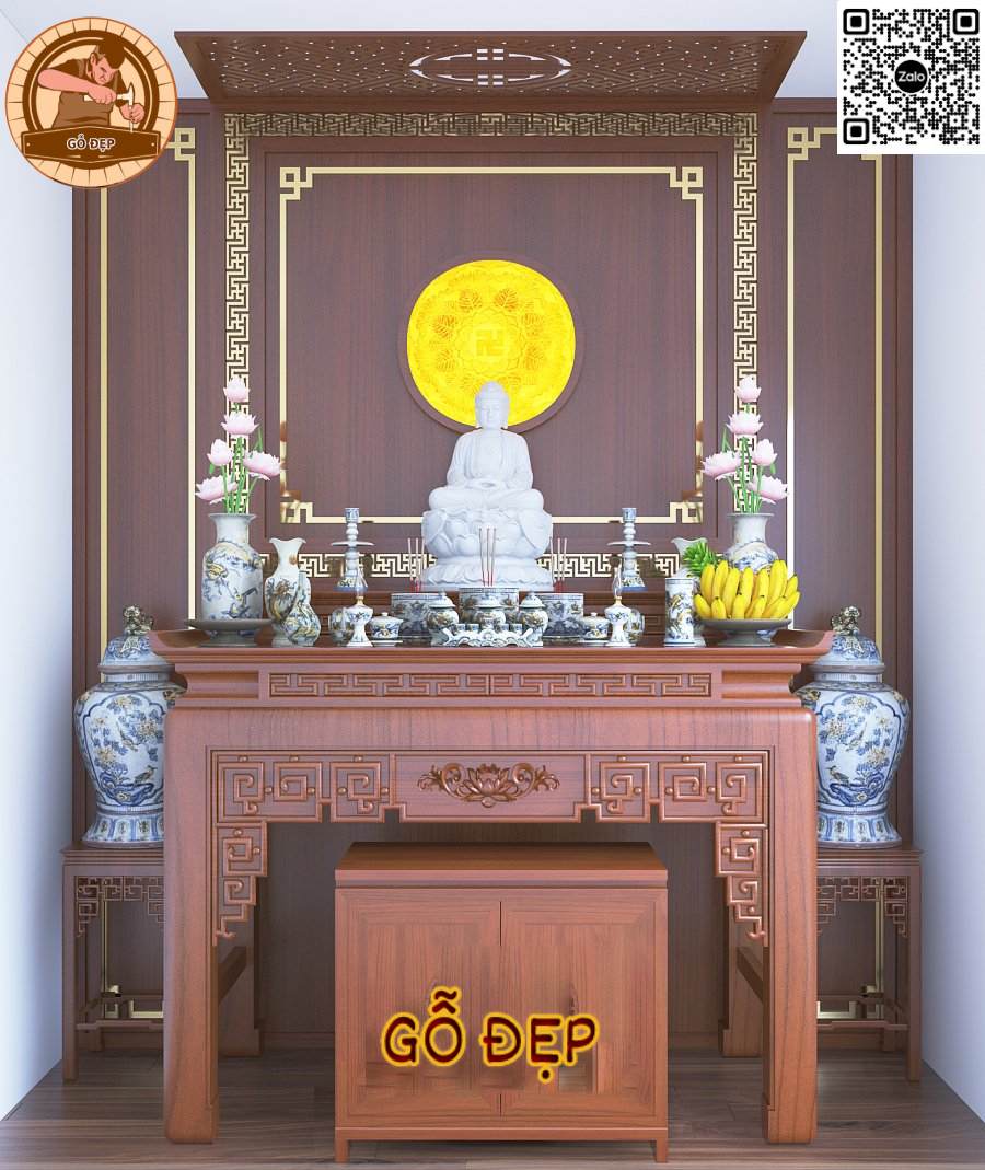 Mẫu Bàn Thờ Gỗ Đẹp BT 132 - tăng thêm vẻ uy nghiêm cho không gian phòng thờ