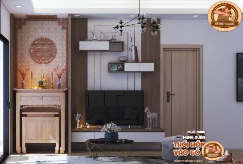 Bàn thờ gỗ hương BT 09 - đơn giản, hiện đại