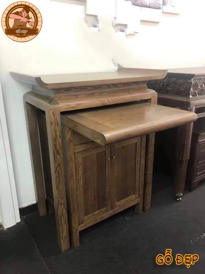 Bàn Thờ Chung Cư BT 20 Gỗ Sồi Đẹp từng chi tiết
