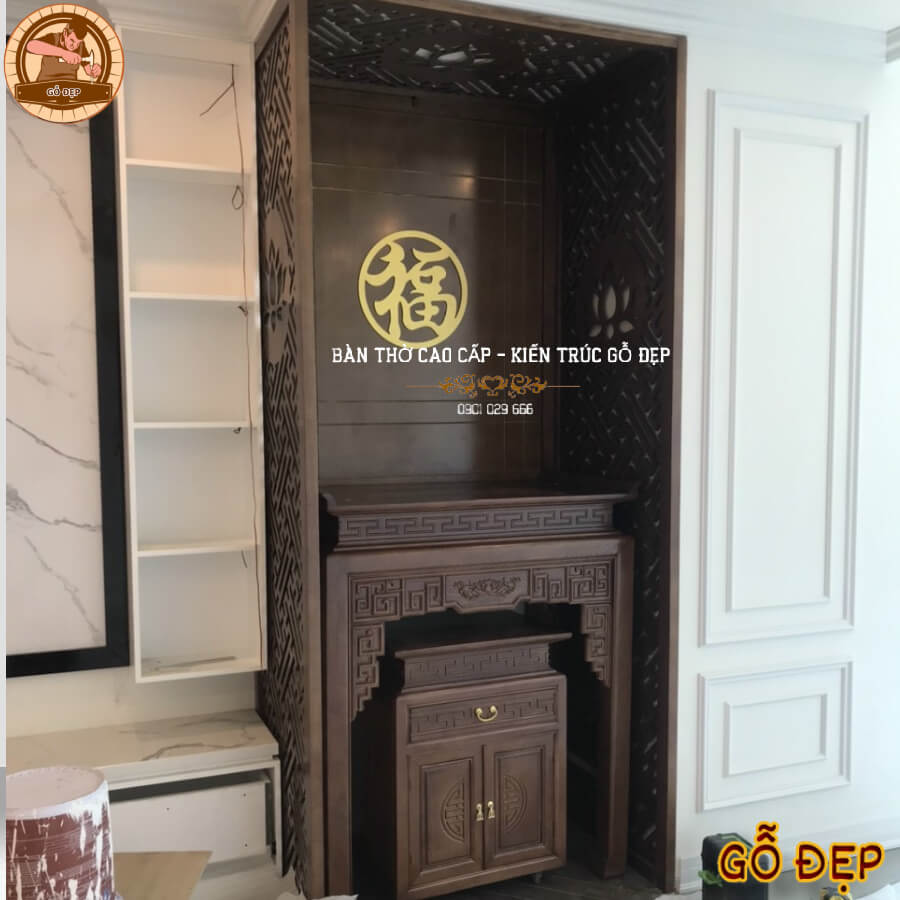 Bàn Thờ Gỗ Mun BT 838 - bàn thờ cao cấp