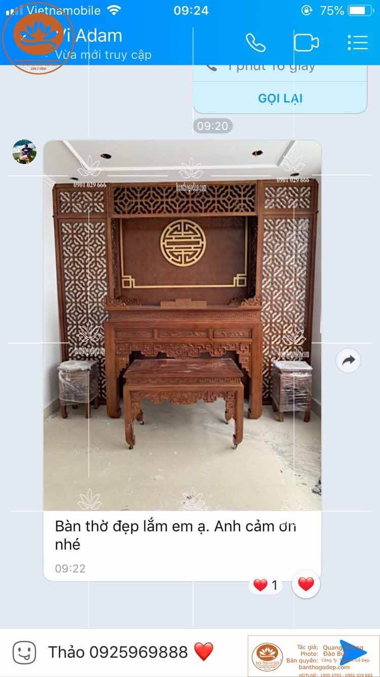 Feedback của khách hàng sau khi mua bàn thờ