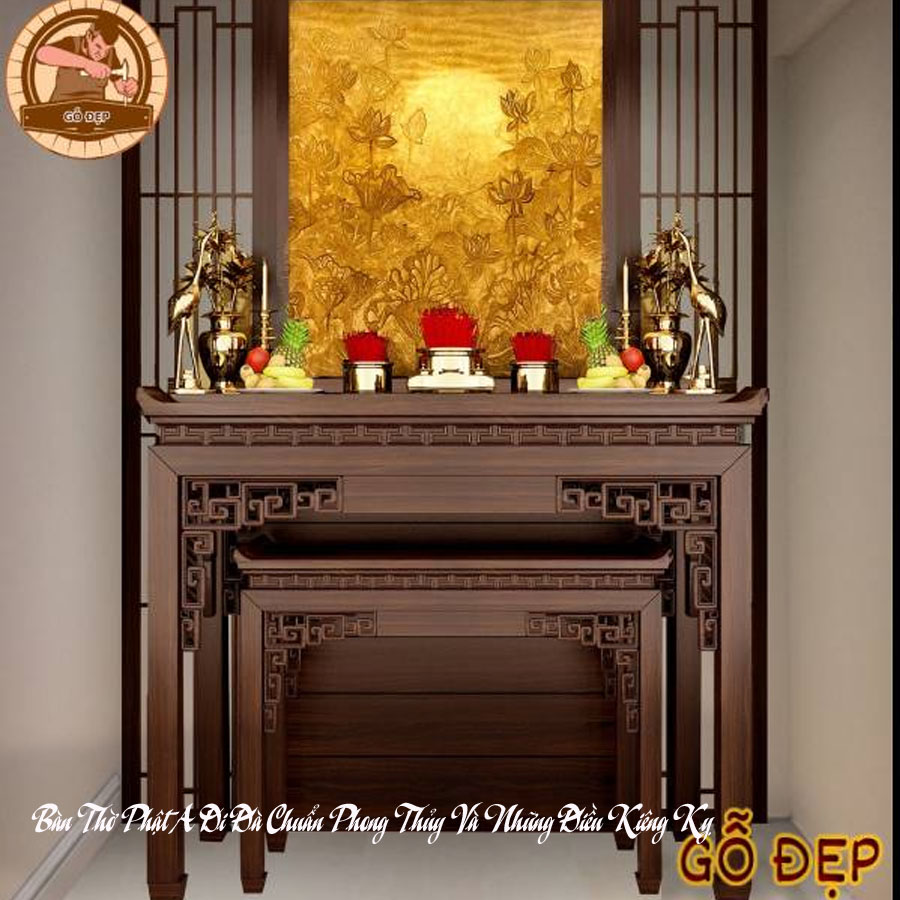 Bàn Thờ Phật đơn giản thờ Phật A Di Đà Chuẩn Phong Thủy
