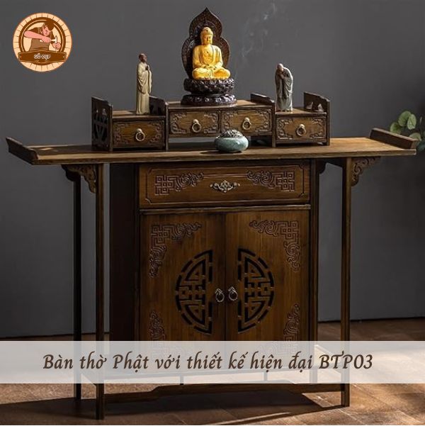 Bàn thờ Phật với thiết kế hiện đại BTP03