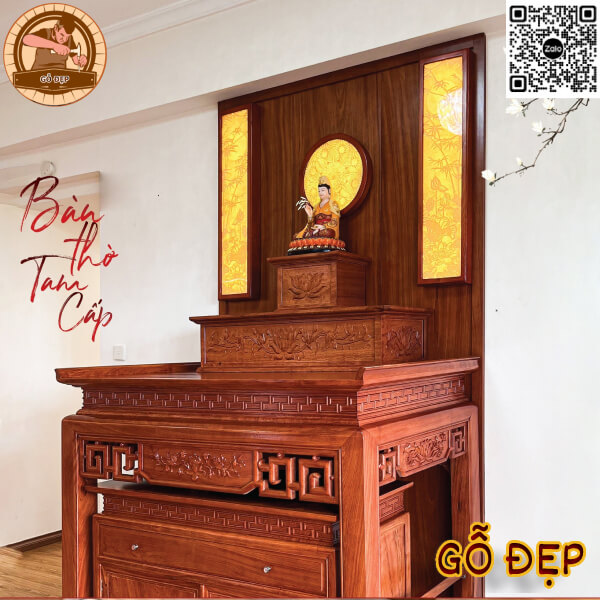 Bàn thờ tam cấp đẹp - thiết kế chuẩn phong thủy