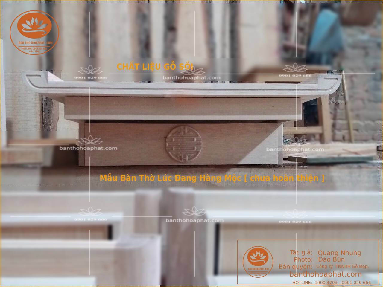 Mẫu Bàn Thờ Gỗ Sồi Khi Đang Để Đúng Chất Gỗ Tự Nhiên Hay Còn Gọi Là Môc.