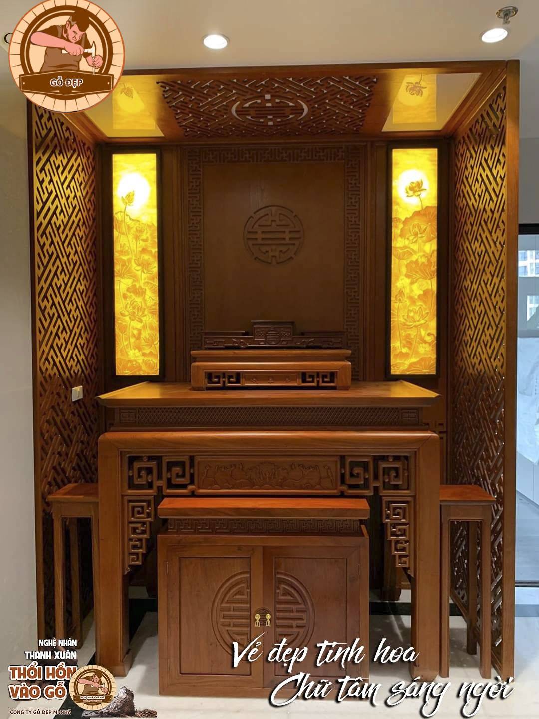 Bàn Thờ Gỗ Gõ Đỏ BT 80 - đẹp, sang trọng