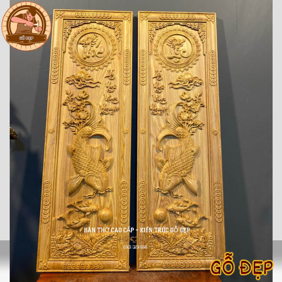 Câu Đối Bàn Thờ Mẫu Cá Chép HP 9866 - Thể Hiện Tôn Trọng và Lòng Kính Trọng Tâm Linh