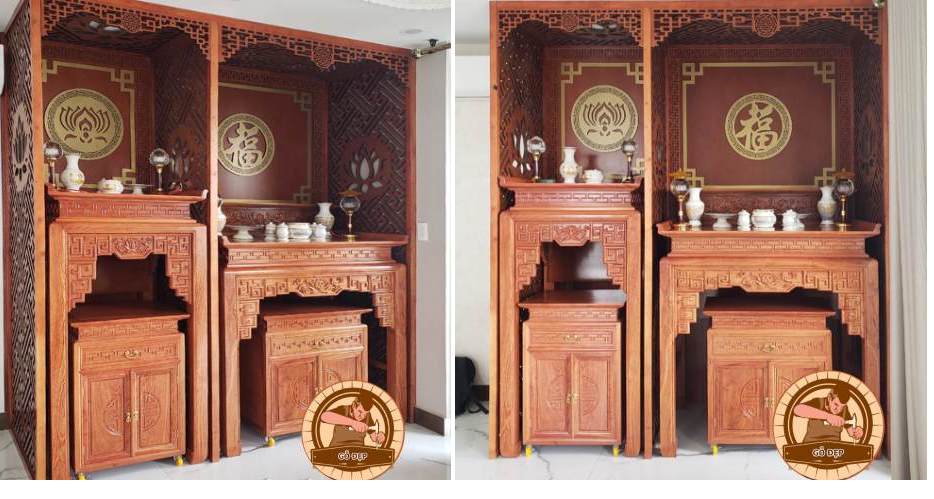 Mẫu bàn thờ hiện đại thi công tại quận 5 hồ chí minh, hình ảnh chụp thực tế.