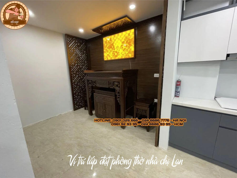Vị trí lắp đặt phòng thờ nhà chị Lan