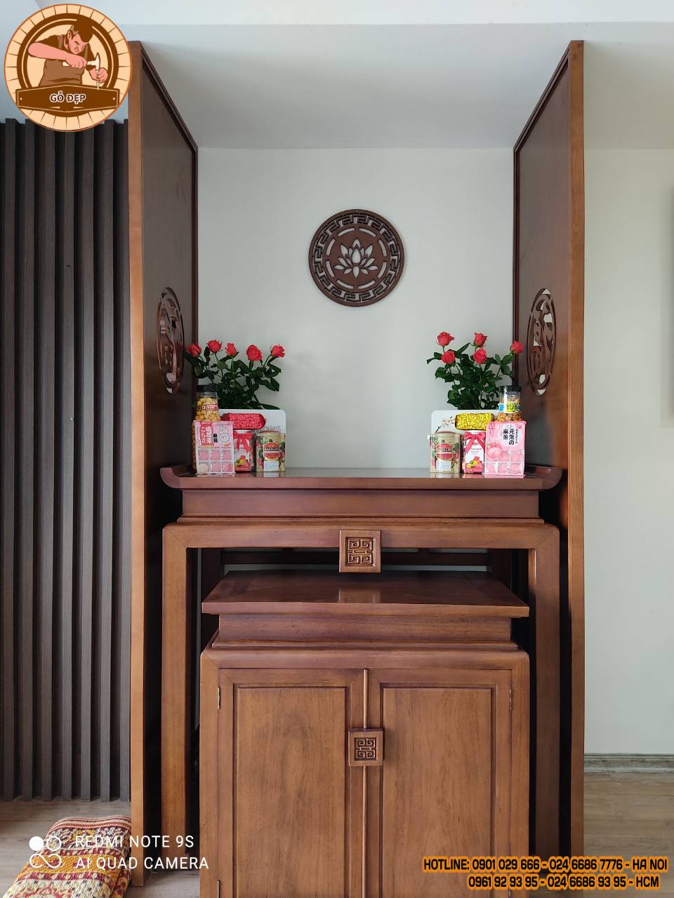 Mẫu Bàn Thờ Gỗ Sồi BT 22, đơn giản, trang nghiêm