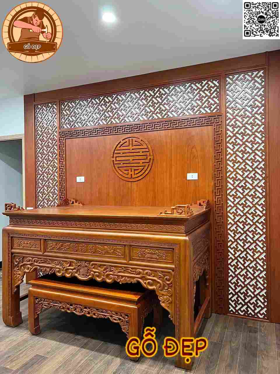 Mẫu án gian thờ quận 9 gỗ hương