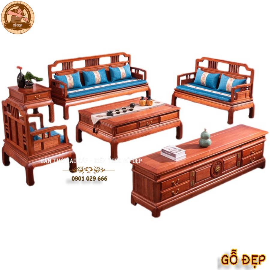  Bàn Ghế Sofa Gỗ Hương Tư Nhiên BG 168 Chất Liệu và Màu Sắc