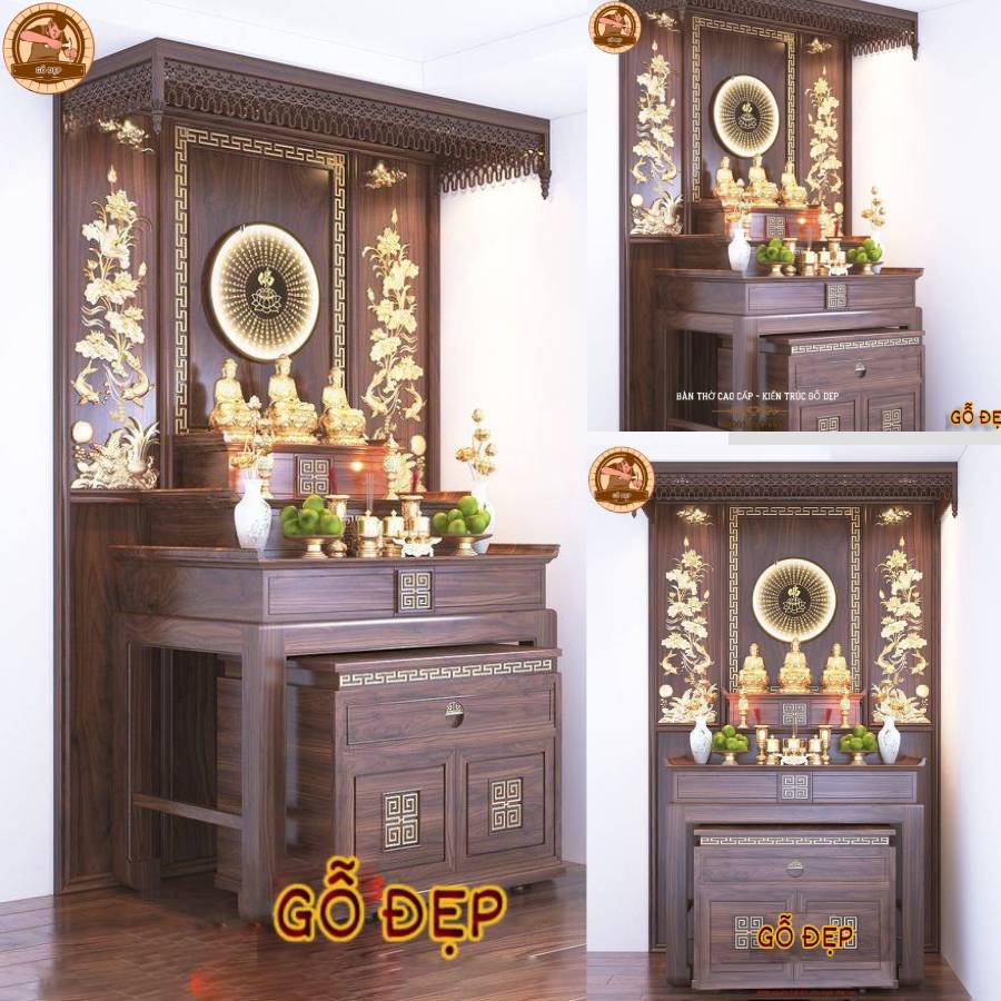 Mẫu Bàn Thờ 3 Cấp Hiện Đại BT 831 - bền đẹp, sang trọng