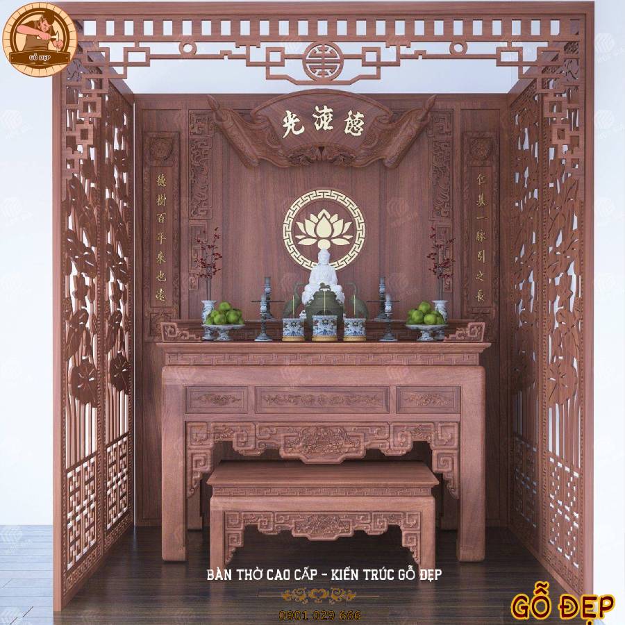 Bàn Thờ Vách Ngăn Hiện Đại - Mẫu V221 - Chất liệu gỗ bền đẹp