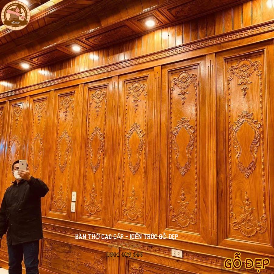Gỗ Ốp Tường Cao Cấp Gỗ Hương - TP 96 sang trọng, tao nhã tại Kiến Trúc Gỗ Đẹp