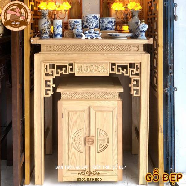 Bàn Thờ Màu Sáng Gỗ Tự Nhiên - đơn giản, bền đẹp