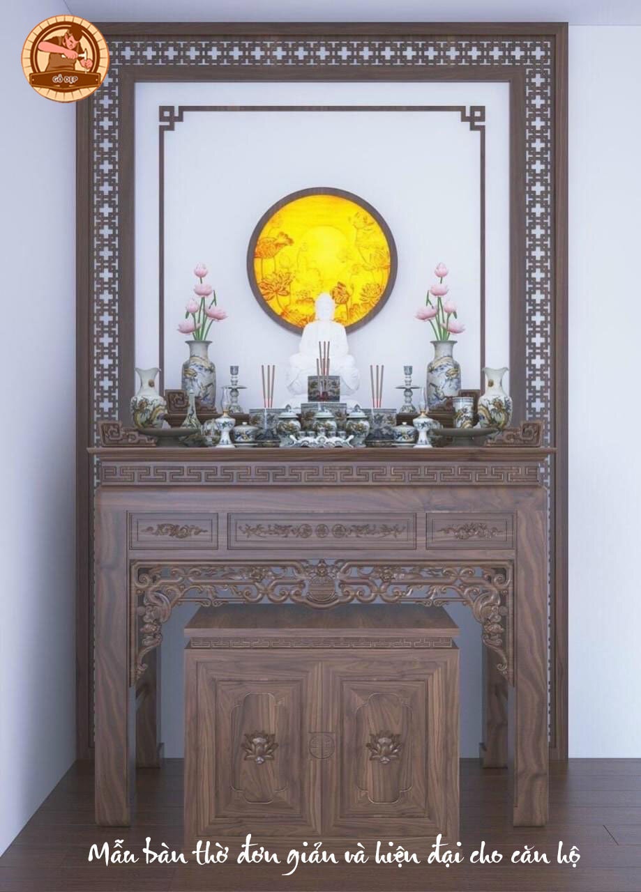 Mẫu bàn thờ đơn giản và hiện đại cho căn hộ