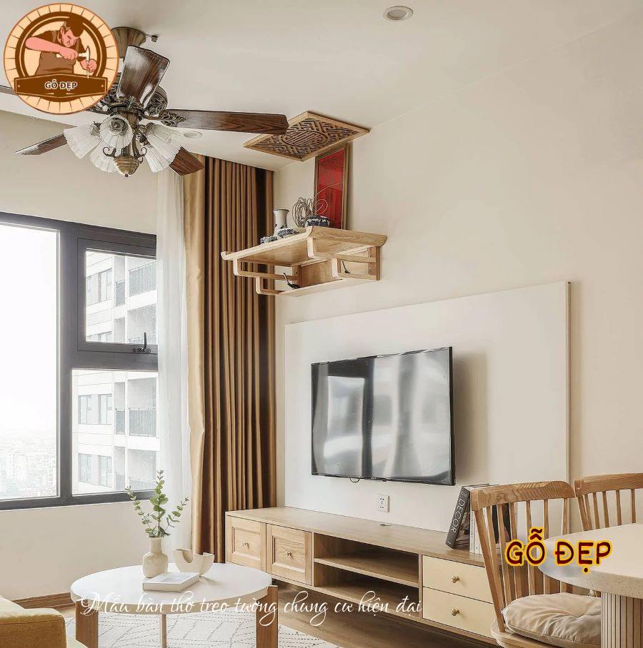 Mẫu bàn thờ treo tường chung cư hiện đại