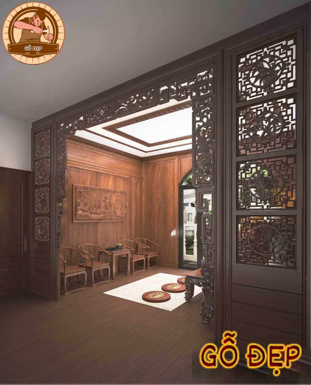 Mẫu Vách Cửa Phòng Thờ Cao Cấp PT 88995 - sang trọng, tôn nghiêm