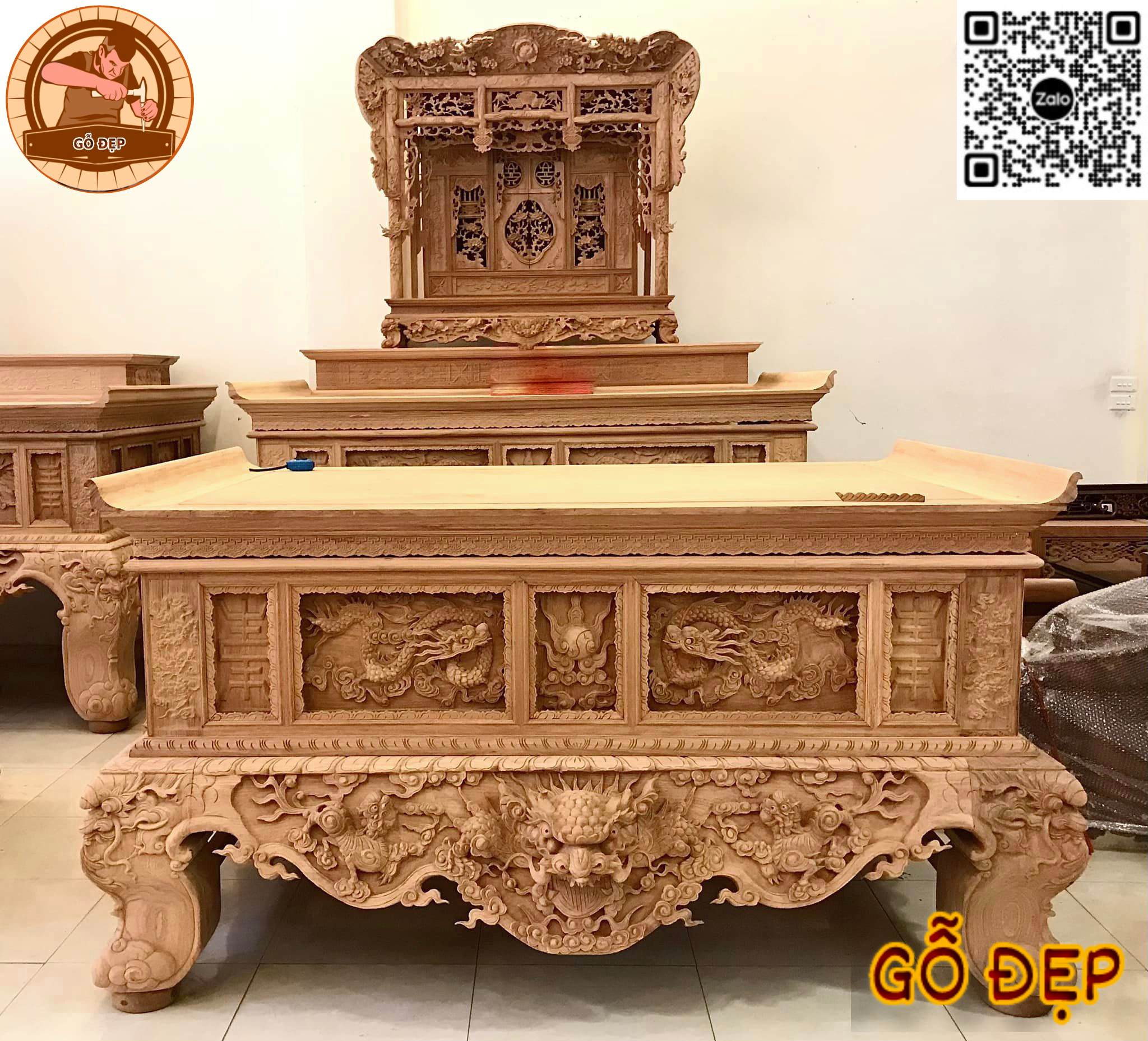 Sập Thờ Long Phụng Cao Cấp Gỗ Gụ ST 66889 - kích thước chuẩn phong thủy