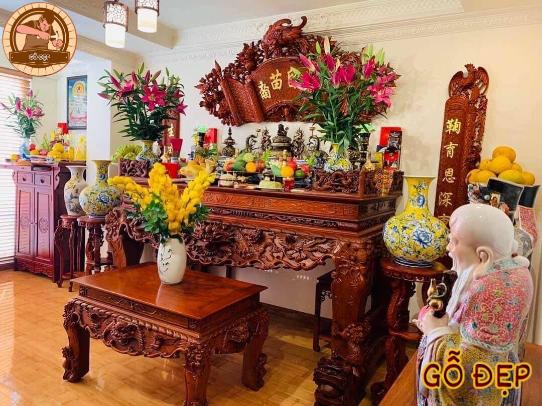 Mẫu Sập Thờ Gỗ Cao Cấp Gỗ Hương, độ bền theo năm tháng