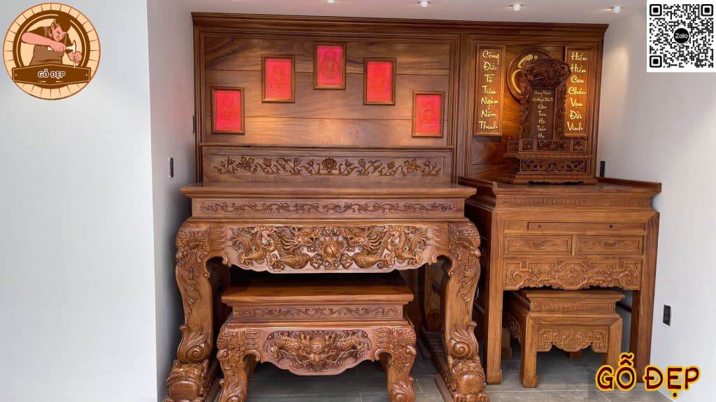 Mẫu Bàn Thờ Gia Tiên Kết Hợp Bàn Thờ Phật Cao Cấp