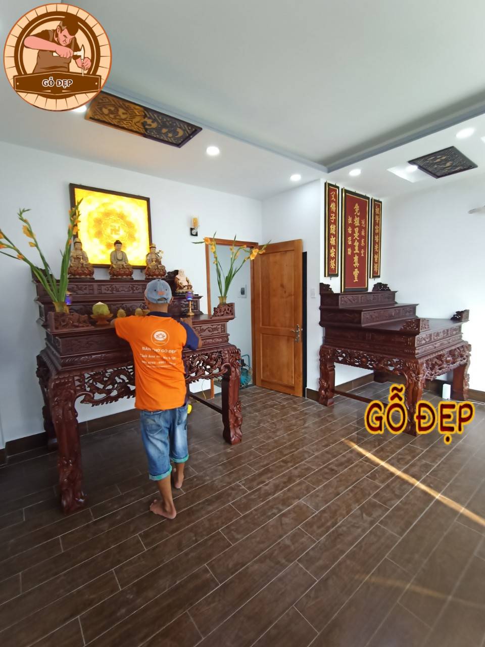 Sập Thờ Hiện Đại A 6009 - Được nhân viên Kiến Trúc Gỗ Đẹp hỗ trợ lắp đặt