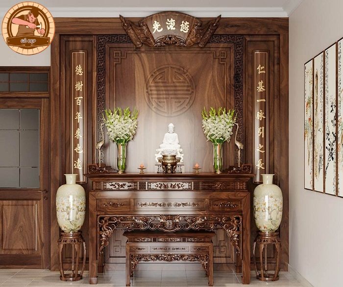 Lựa chọn thiết kế nhà thờ gỗ óc chó trở thành xu hướng của nhiều gia đình