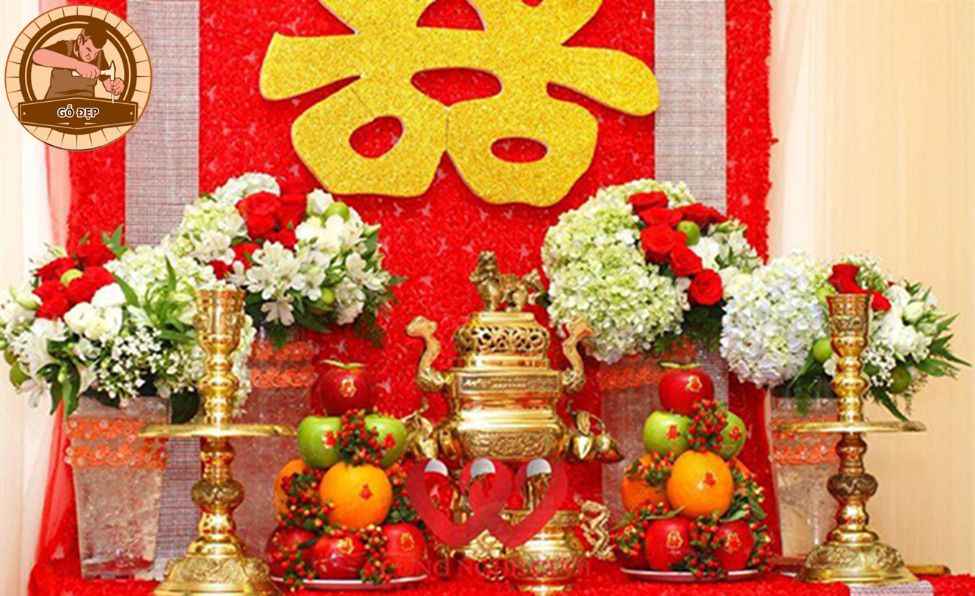 Trang trí bàn thờ ngày cưới miền Nam đẹp mắt