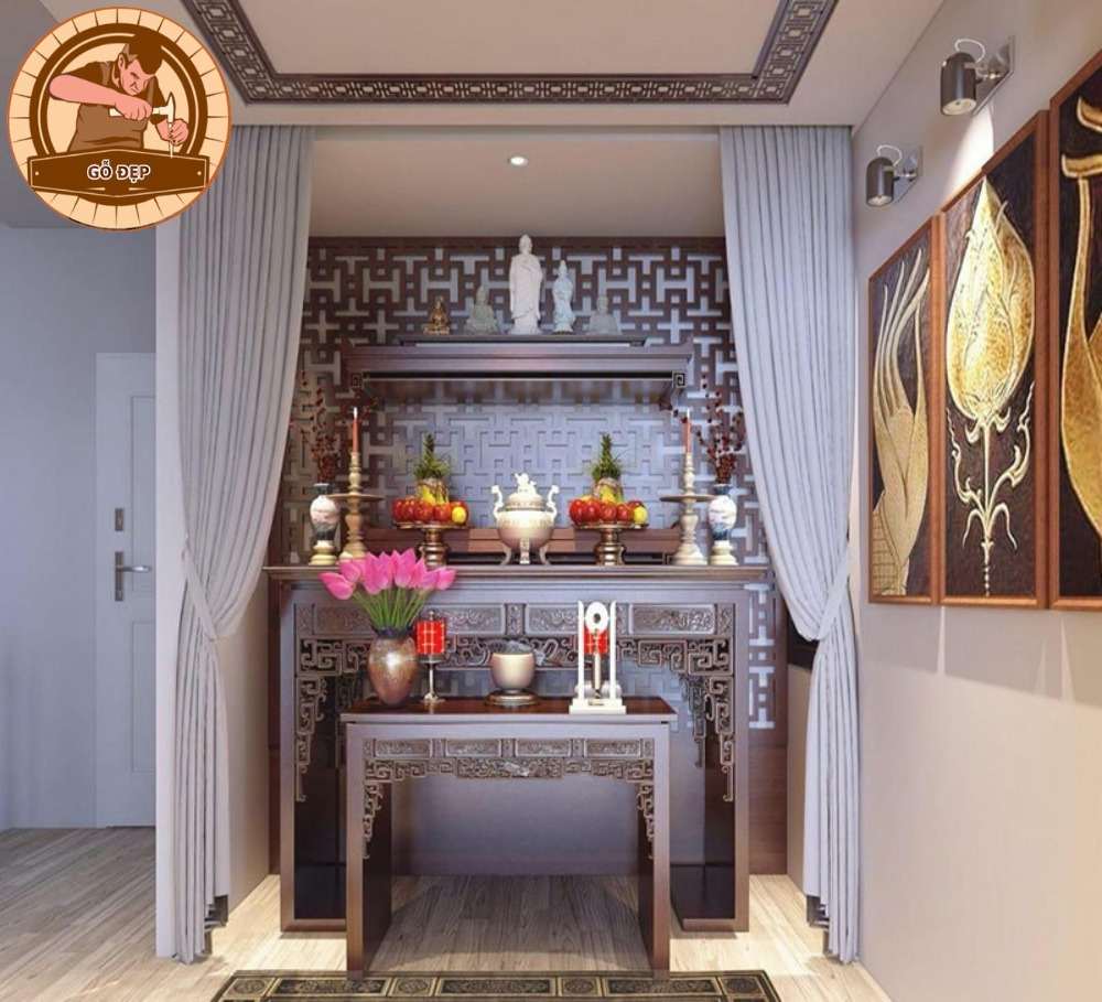 Bàn thờ Phật chung với gia tiên